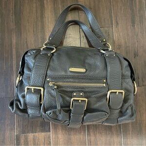 Michael Michael Kors Austin Graphite Leather Satchel Gold Hardware
